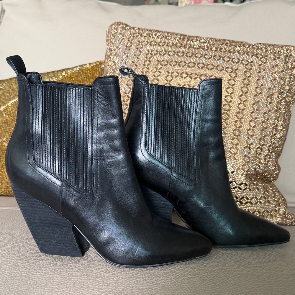 Kendall & Kylie Black Ankle Booties size 6.5, genuine leather. 3.5 inch heel.